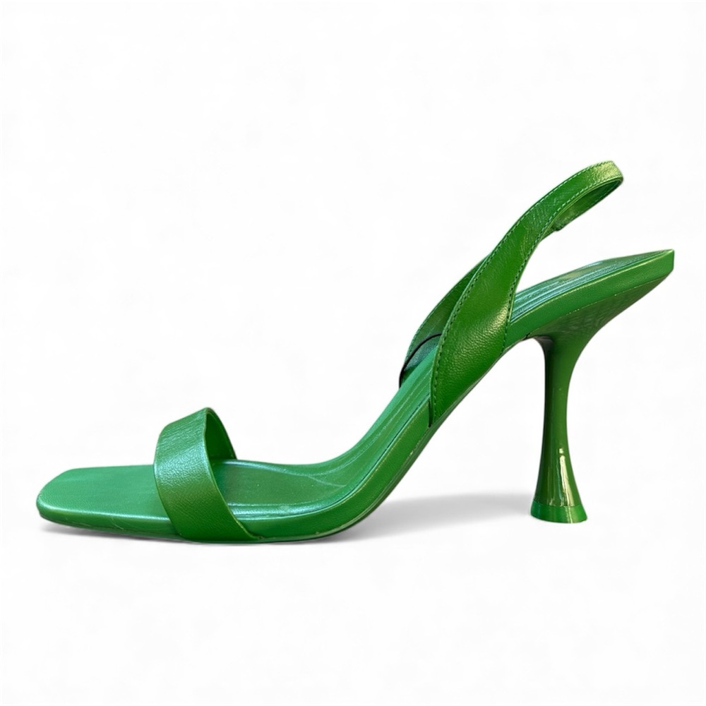 Zara Green Slingback Heeled Leather Sandals Women’s size 42 - Picture 9 of 15